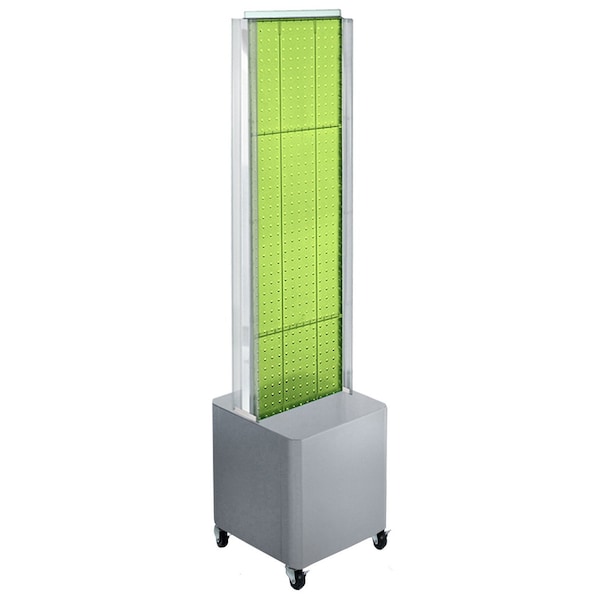 Two-Sided Pegboard Floor Display on Studio Base w/ C-Channels. Panel Size: 13.5''W x 44''H